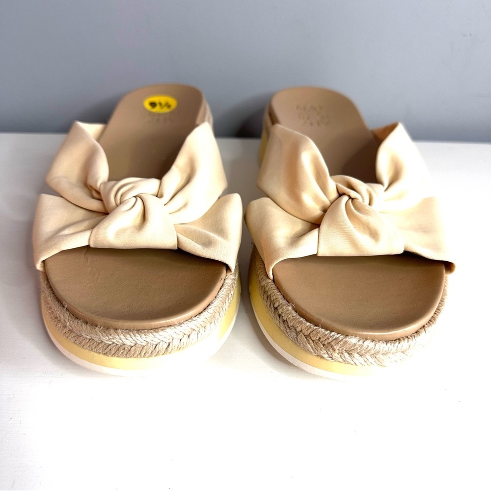 Naturalizer Dayana Cream Platform Slip On Mule Sandals Size 9.5 Jute Edge EUC - Picture 2 of 12